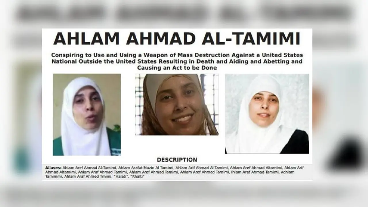 Ahlam Aref Ahmad al-Tamimi, perempuan asal Yordania yang masuk daftar teroris paling diburu AS