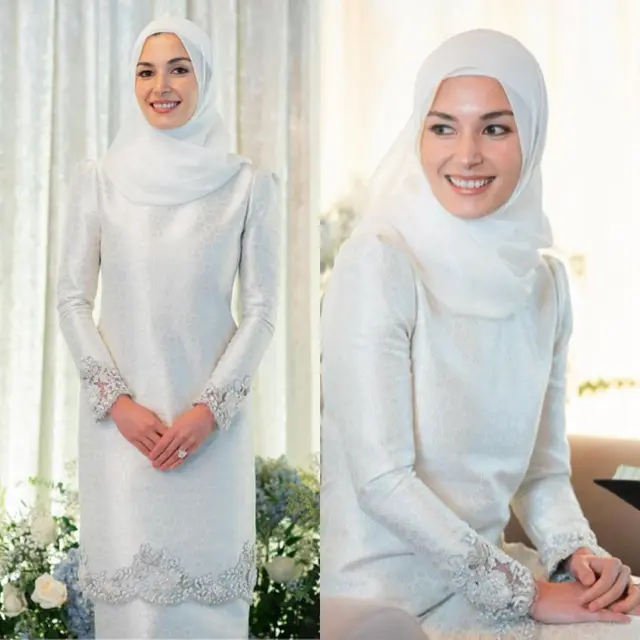 Gaya Kerudung Anisha Rosnah Tunangan Pangeran Abdul Mateen saat Khatam Alquran. [Dok. @muash.portofolio]