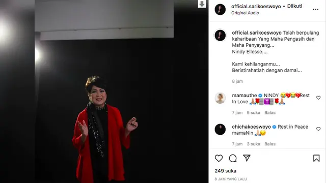 Penyanyi Senior Nindy Laoh Meninggal Dunia. (instagram.com/official.sarikoeswoyo))