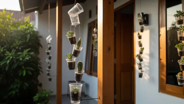 Kebun Gantung dari Gelas Plastik Bekas