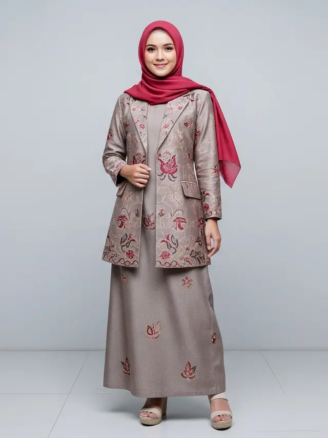 Gaya Hijab yang Cocok untuk Gamis Blazer Brokat/ Ilustrasi AI