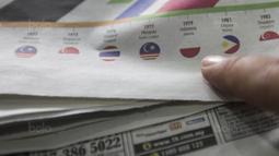 Koran di Malaysia memasang bendera Indonesia terbalik di Kuala Lumpur, Minggu (20/8/2017). Setelah pemasangan bendera Indonesia terbalik terjadi di buku Sea Games kini giliran koran Malaysia melakukan hal sama. (Bola.com/Vitalis Yogi Trisna)