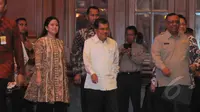 Wakil Presiden Jusuf Kalla saat tiba di acara pembukaan rapat koordinasi Badan Nasional Penanggulangan Bencana (BNPB), Jakarta, Selasa (10/3/2015). (Liputan6.com/Herman Zakharia)