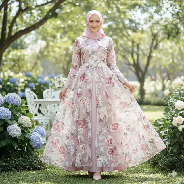 Model Gamis Terbaru Kombinasi Tile