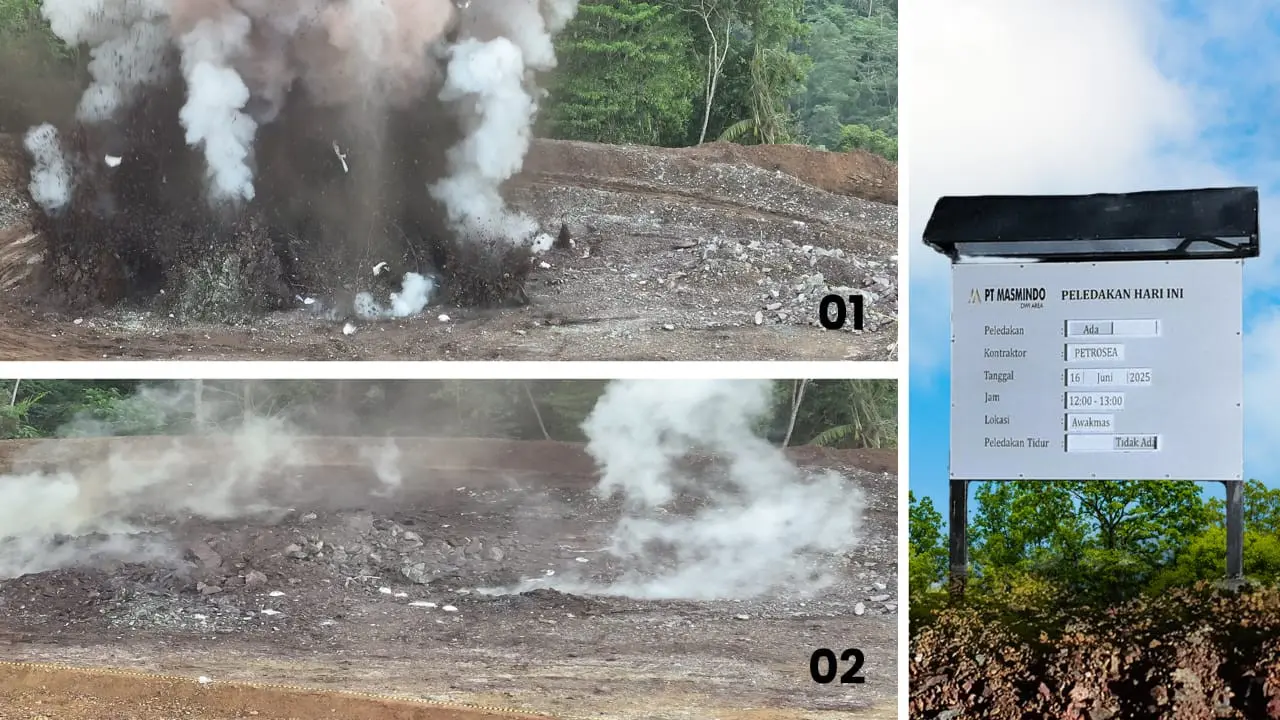 First blasting di lokasi proyek Awak Mas PT Masmindo Dwi Area (Liputan6.com/Istimewa)