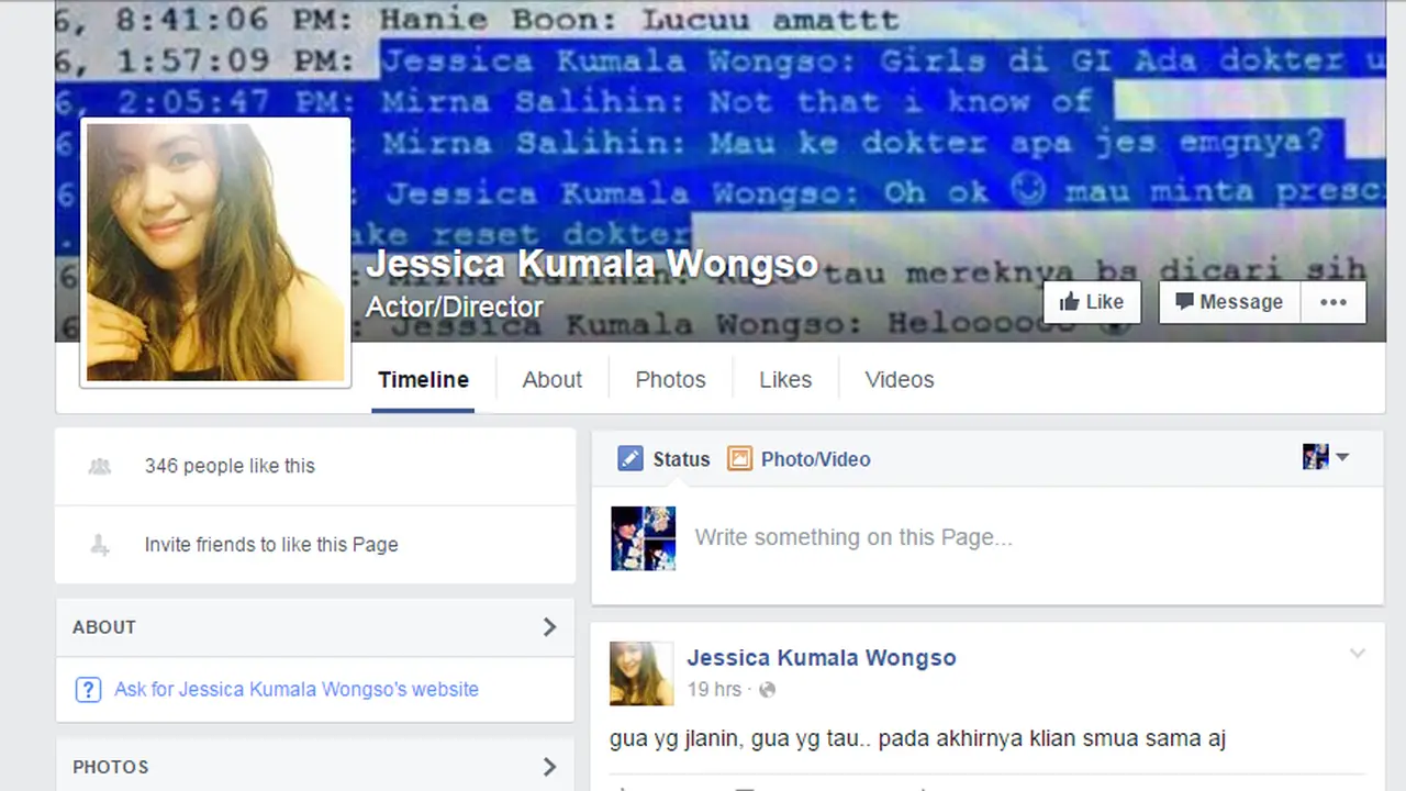 Terbukti Palsu, Facebook Jessica Tetap Dihujani Banyak Pertanyaan