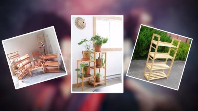 Furnitur kayu untuk tanaman.