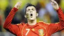 Spain's forward David Villa of Spain reacts during a friendly football match against England at the Ramon Sanchez Pizjuan in Sevilla on February, 11 2009. AFP PHOTO / CRISTINA QUICLER 