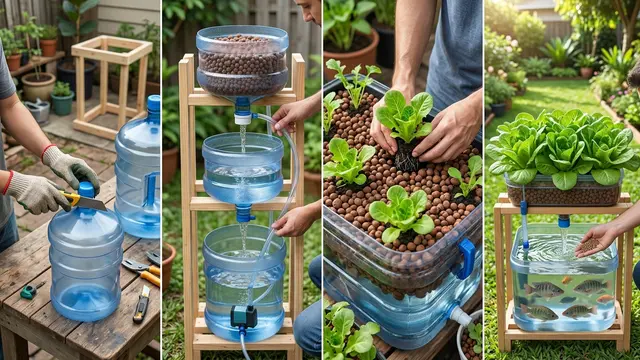 Cara Membuat Aquaponik dari Galon Bekas untuk Menanam Selada dan Memelihara Ikan di Rumah (AI Generated)