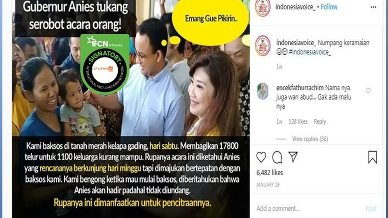 [Cek Fakta] Anies Hadiri Acara Baksos di Tanah Merah Untuk Pencitraan, Benarkah?