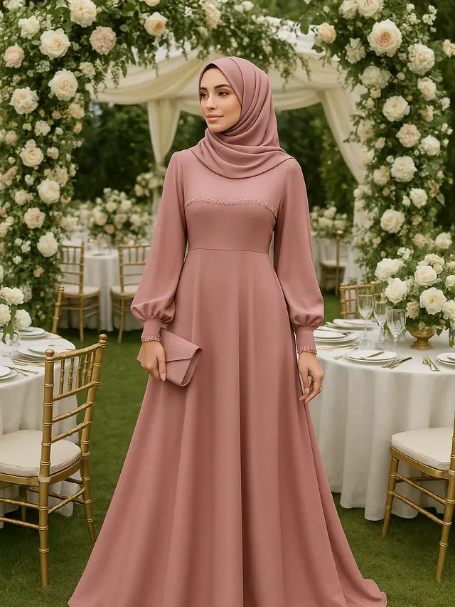Model Gamis Syari Kekinian Warna Pastel