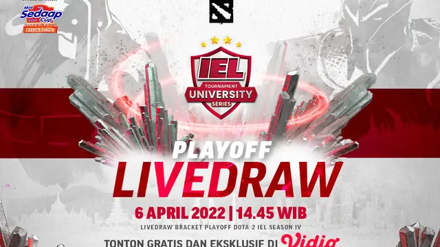 Saksikan Live Streaming Drawing Playoff IEL University Season 4 Dota 2 di Vidio, 6 April 2022