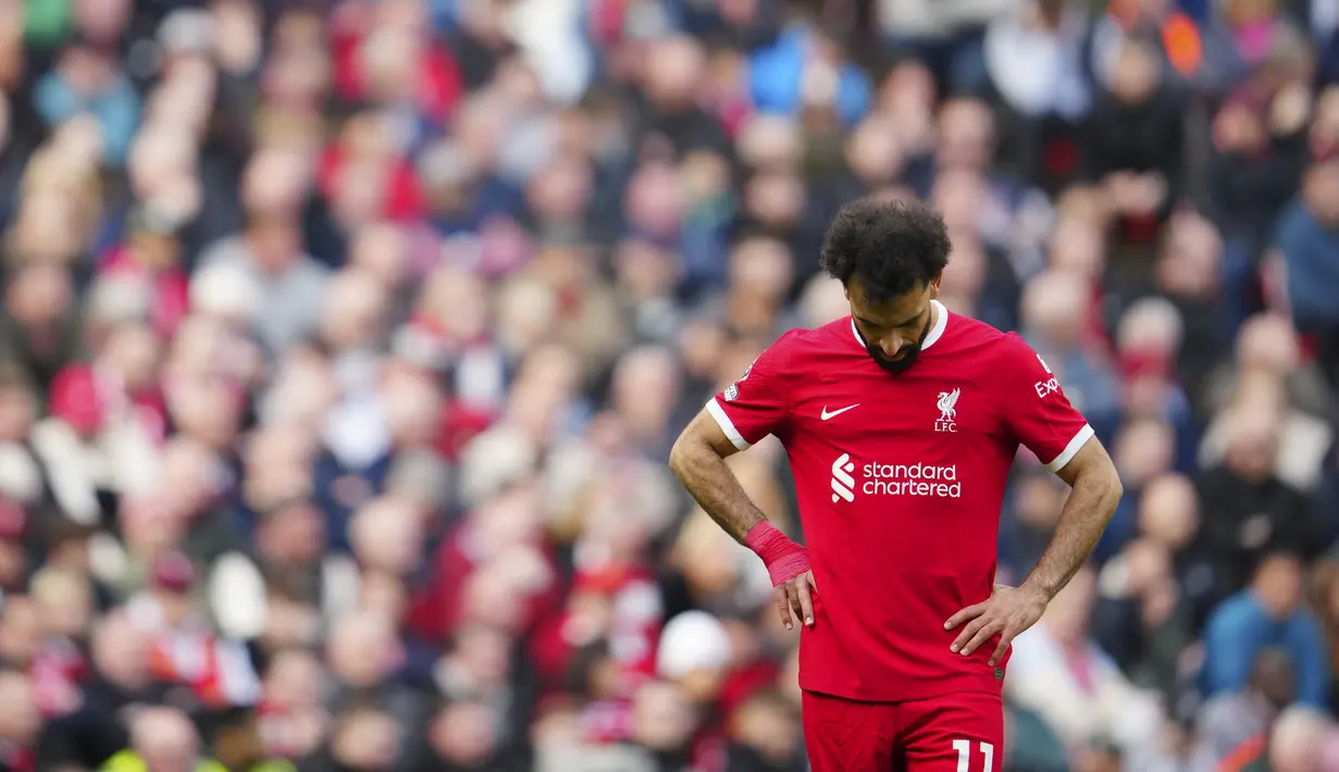 The Reds kalah tipis 1-0 dari Crystal Palace, yang berhasil mencuri kemenangan di Anfield untuk pertama kalinya dalam beberapa tahun. (AP Photo/Jon Super)