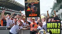 Pedro Acosta bakal naik kelas ke MotoGP usai menjadi juara Moto2 2023. Dia akan gabung dengan Tech3 GASGAS KTM di MotoGP 2024 (AFP)