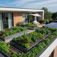 Rumah Ramah Lingkungan dengan Kebun Sayur Rooftop (Gemini AI)