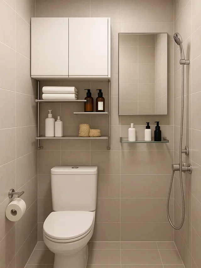 Desain Kamar Mandi Ukuran 1x1 dengan Kloset Duduk dan Shower (Image by ChatGPT)