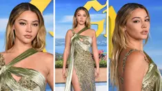 Foto kolase Madelyn Cline saat menghadiri pemutaran perdana "Glass Onion: A Knives Out Mystery" di Academy Museum of Motion Pictures  di Los Angeles, California pada 14 November 2022. (Jon Kopaloff/Getty Images/AFP)