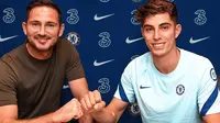 Manajer Chelsea Frank Lampard dan Kai Havertz usai menandatangani kontrak lima tahun. (foto: instagram.com/chelseafc)
