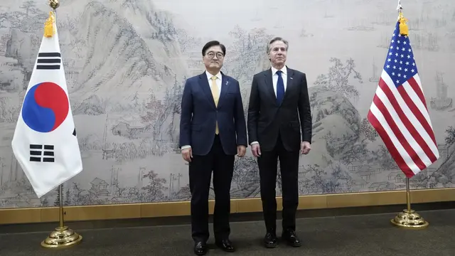 Menteri Luar Negeri AS Antony Blinken saat ke Korea Selatan. (AP)