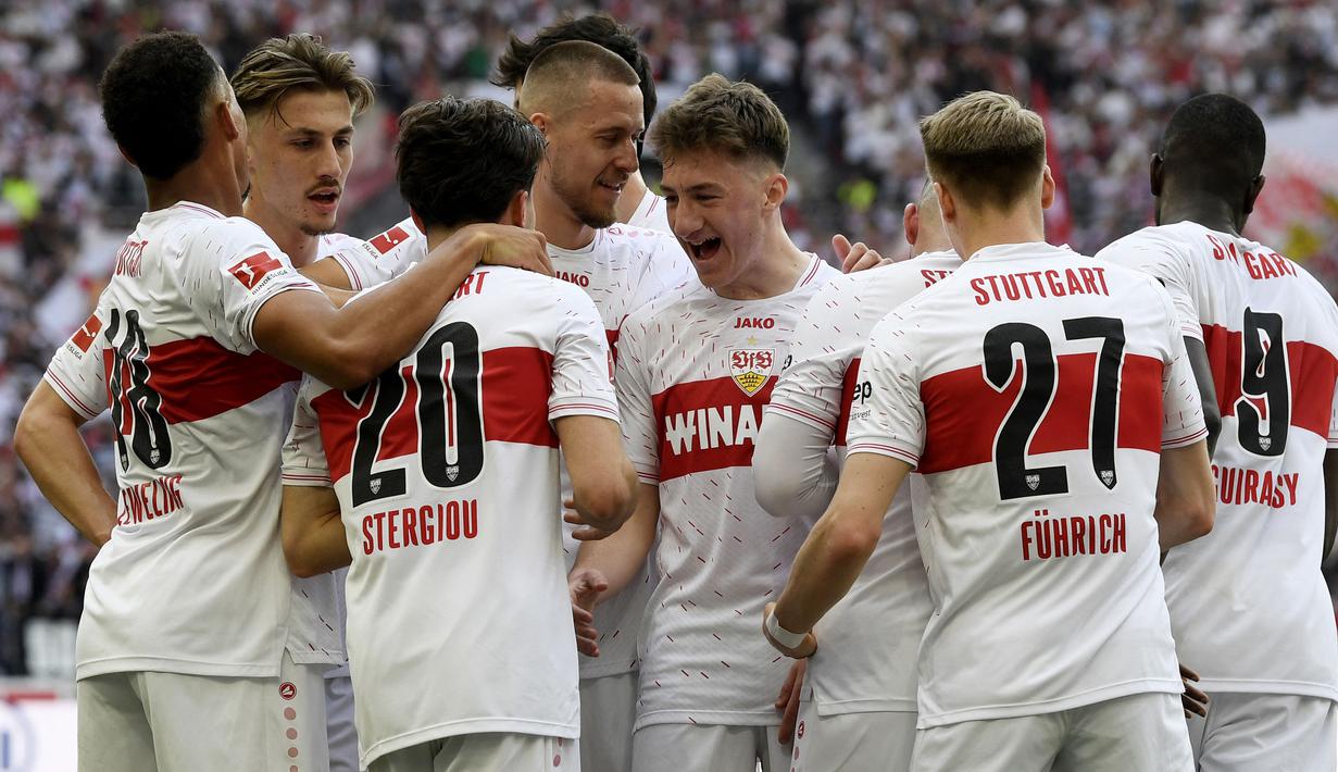 Kemudian dalam laga bertajuk J.LEAGUE International Series 2024, empat tim J1 League akan berkompetisi dengan dua tim elite Eropa, Newcastle United dan VfB Stuttgart. Kyoto Sanga akan mengawali laga dengan menghadapi VfB Stuttgart di Sanga Stadium (28/7/2024). (AFP/Thomas Kienzle)