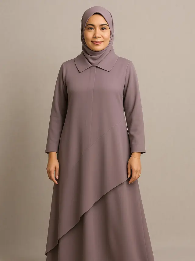 Model Gamis Kerah Rebah (Foto: ChatGPT)