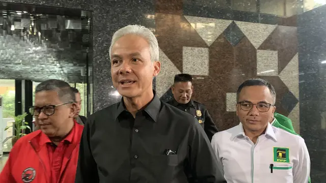 Bakal capres Ganjar Pranowo menghadiri rapat rutin Tim Pemenangan Nasional (TPN) Rabu (20/9/2023).