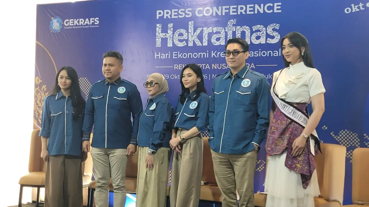 Direktur Utama PT Produksi Film Negara (PFN) Riefian Fajarsyah menghadiri peringatan Hari Ekonomi Kreatif Nasional (Hekrafnas) 2026. (Foto: Liputan6.com/Dreyandra P)