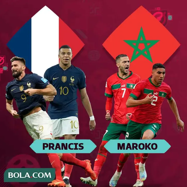 Piala Dunia - Prancis Vs Maroko - Mbappe, Giroud Vs Hakimi, Ziyech