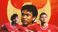 Cover Widodo C. Putro, Budi Sudarsono, dan Bambang Pamungkas dengan seragam Timnas Indonesia. (Bola.com/Bayu Kurniawan Santoso)