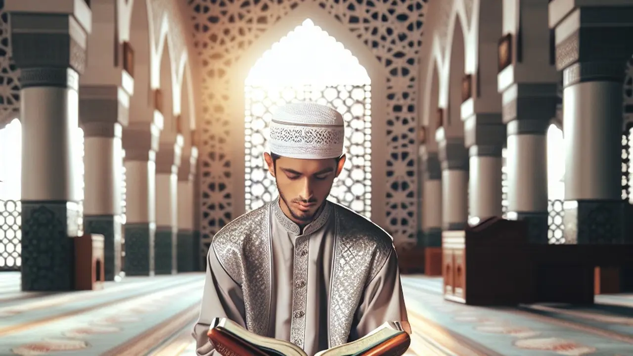 Muslim membaca Al-Qur'an di masjid