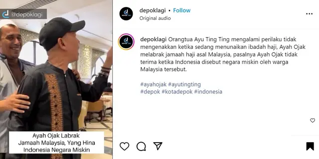 Ayah Ojak Bela Indonesia di Hadapan Jemaah Haji Malaysia, Warganet Dukung Bapak Ayu Ting Ting Jadi Menlu