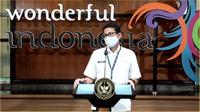 Sandiaga Uno menjelaskan kerja dari Bali (Work From Bali) akan mengikutsertakan ASN sebanyak 25 persen (Liputan6.com/Komarudin)