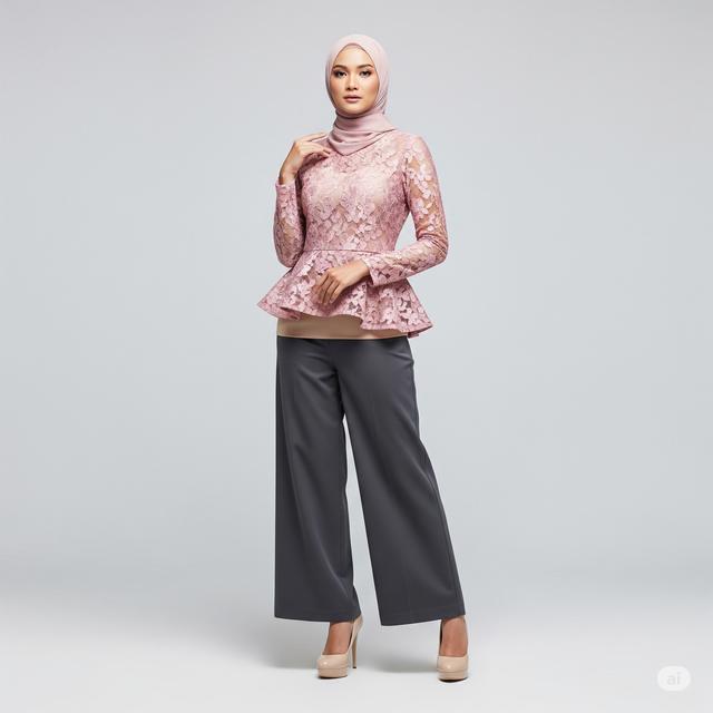 7 Inspirasi Blouse Brokat Floral Modifikasi Peplum untuk Tampilan ...