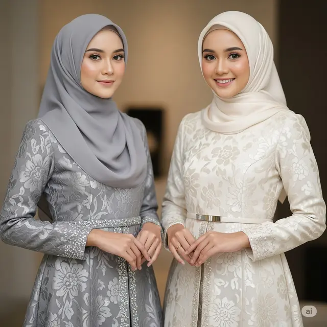 Long Dress Brokat Modern Hijab Simple 2025. Foto: Gemini