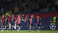 Menang telak atas Borussia Dortmund memantapkan langkah Barcelona di Liga Champions 2024/2025. Pekan depan, Barcelona akan bertandang ke markas Borussia Dortmund untuk melakoni leg kedua babak perempat final Liga Champions 2024/2025. (Josep LAGO/AFP)
