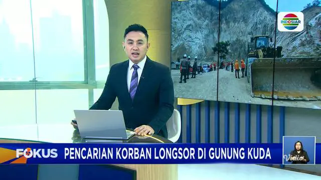 Fokus : Pencarian Korban Longsor di Gunung Kuda Cirebon Mengerahkan Anjing Pelacak