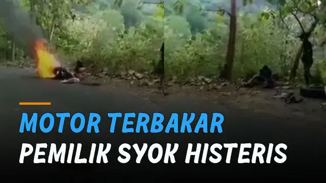 Nasib Sedih dialami oleh seorang kurir ini karena motornya terbakar saat di jalan.