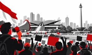 ilustrasi demo di Gedung DPR. (Liputan6.com/Djoko Poerwanto)