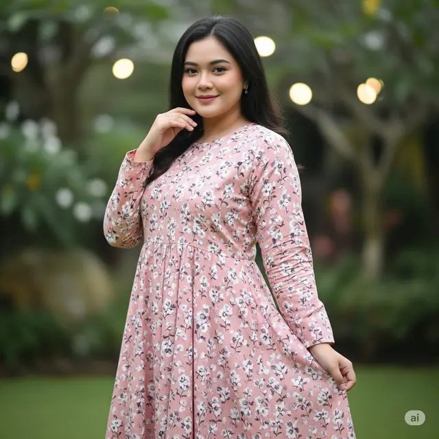 Gaun A-Line Lengan Panjang
