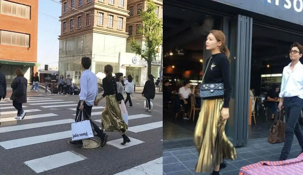 Sooyoung dan kekasihnya, Jung Kyung Ho terlihat begitu fashionable saat sedang berjalan-jalan. (Foto: koreaboo.com)