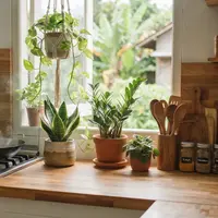 Tanaman hias yang tidak mudah layu meski dekat area memasak dan bikin Bunda tidak setress saat di dapur (AI generated)