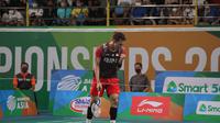 Tunggal putra Indonesia Jonatan Christie lolos ke final Kejuaraan Asia 2022 usai mengalahkan rekan senegaranya Chico Aura&nbsp;Dwi Wardoyo di&nbsp;Muntinlupa Sports Complex, Manila, Filipina, Sabtu (30/4). (foto: PBSI)