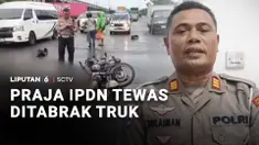 Hati-hati berkendara terutama saat hujan deras. Ada dua Praja IPDN yang berboncengan sepeda motor tergelincir di Jalan Raya Arteri Porong, Sidoarjo, Jawa Timur, akibat jalanan licin. Nahas, korban lalu ditabrak truk tronton dan meninggal dunia.