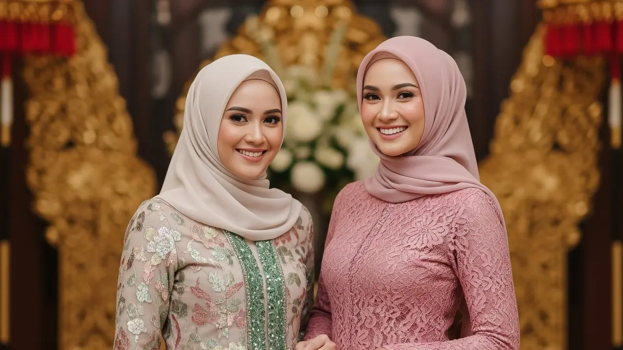 Kebaya Muslim Modern Rok Satin Panjang