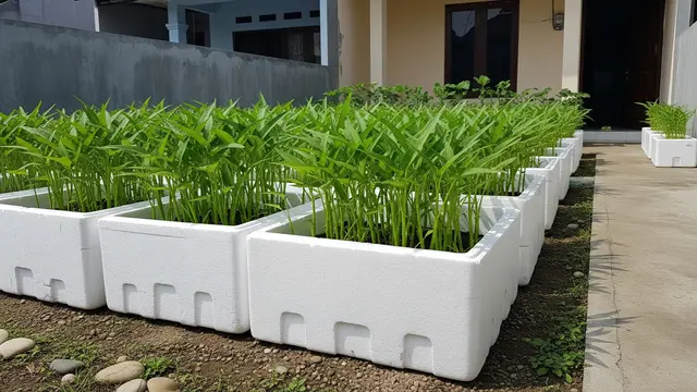 Styrofoam bersih untuk budidaya kangkung