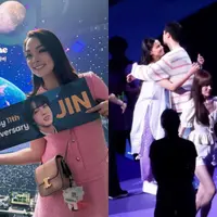 Reisa Broto Asmoro dan Yunita Siregar jadi ARMY Indonesia yang kesampean memeluk Jin BTS (@reisabrotoasmoro @yunitasiregar)