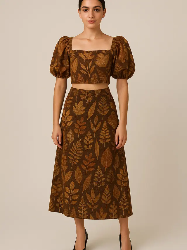 Desain Batik Ecoprint Klasik Lengan Puff