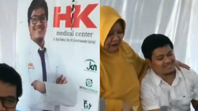 Seorang dokter takut disuntik hingga didampingi ibundanya.