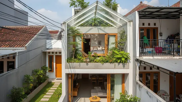 Desain Rumah Kecil dengan Rooftop Garden/ Ilustrasi AI