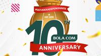 Logo resmi ulang tahun ke-10 Bola.com.